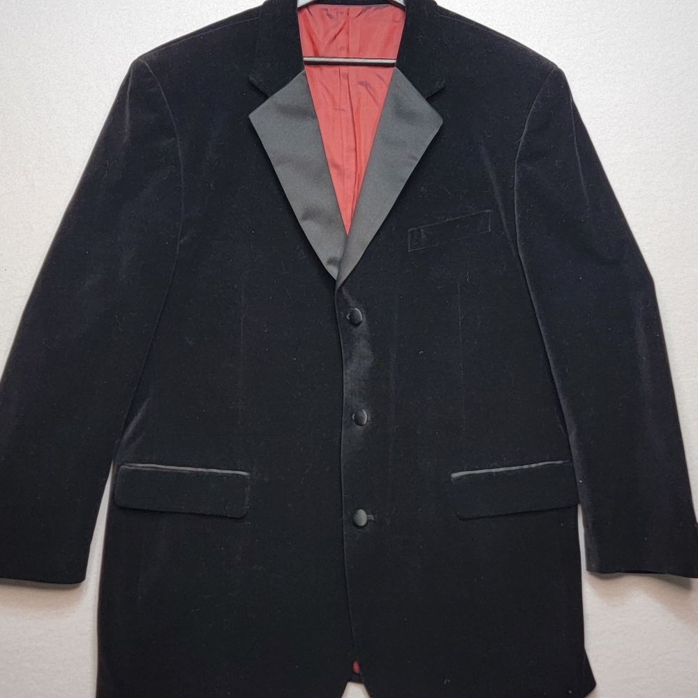 Men's Formal Black Velvet Tuxedo Blazer Dinner Jacket SIZE 48XL